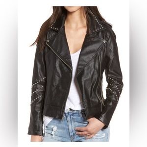 🤘🏻BB Dakota🤘🏻 Moto Faux Leather Jacket with Studs Black Large